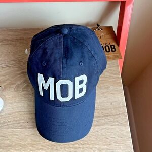 Navy/White‎ MOB Hat Adjustable Strapback Baseball Cap 100% Cotton By Aviate NWT